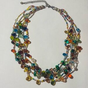 Vintage Colorful Glass Bead Necklace